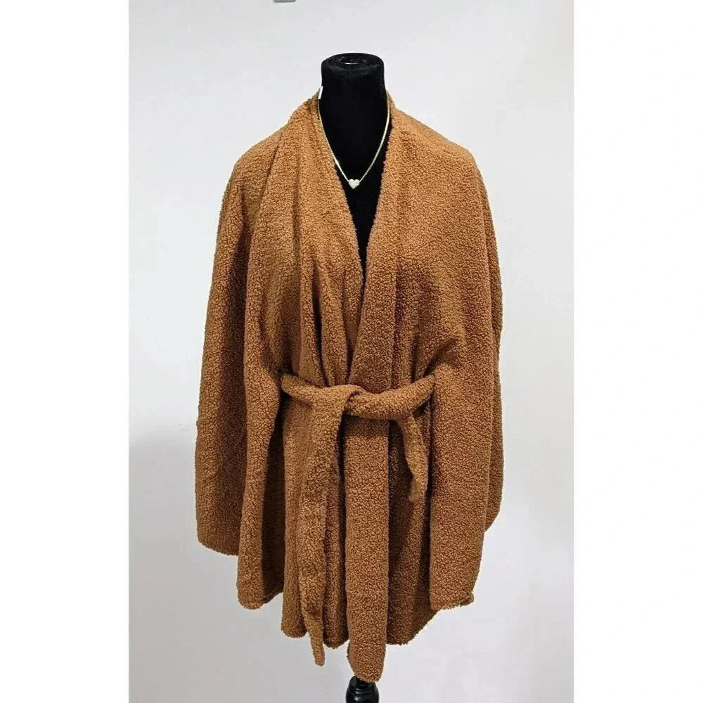 INC international Concepts Sherpa Faux Fur Belt kimono Shawl